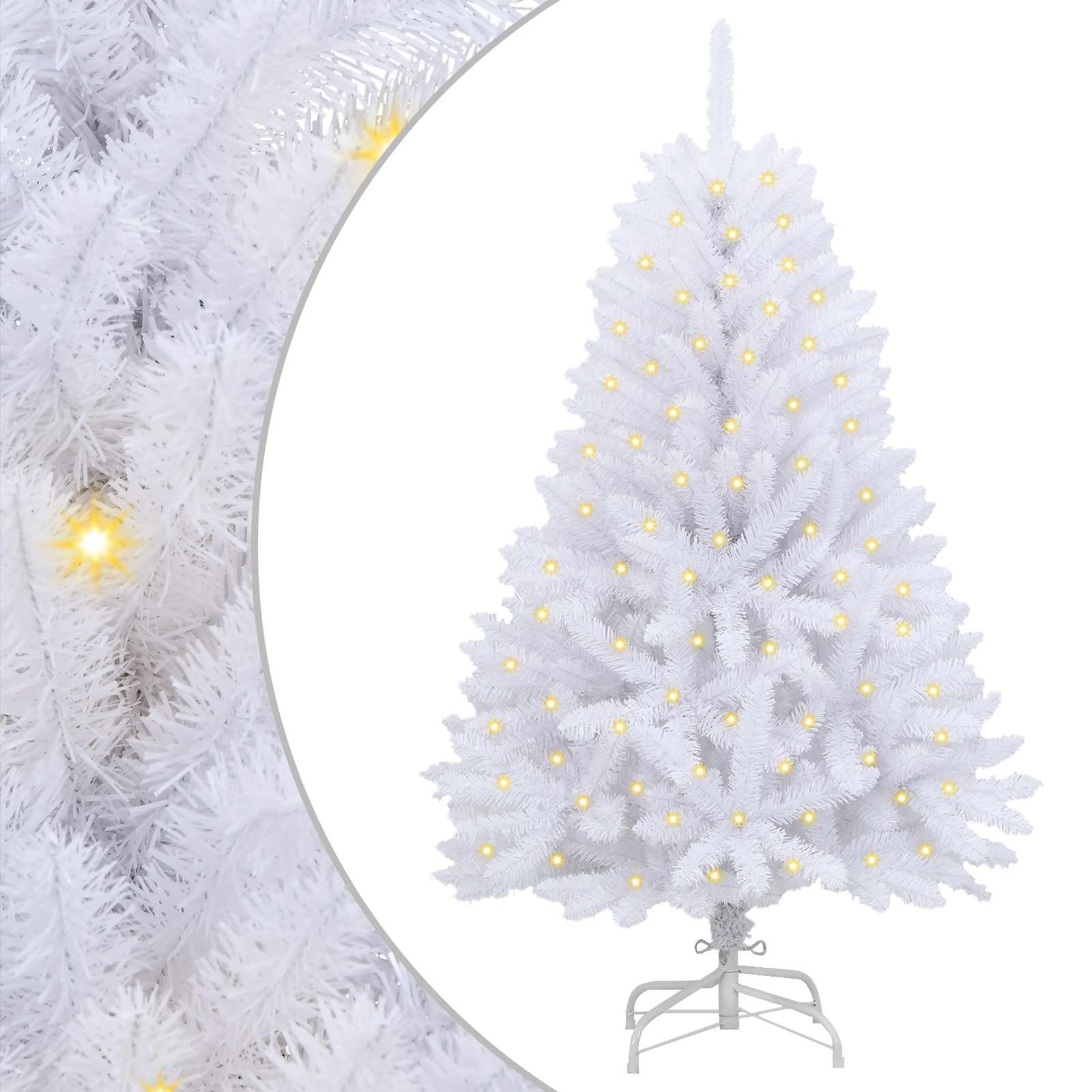 vidaXL Artificial Hinged Christmas Tree White 150 cm PVC and Steel