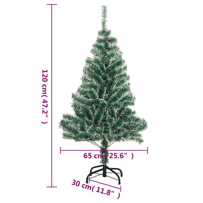 vidaXL Artificial Christmas Tree 150 LEDs&Ball Set&Flocked Snow 120 cm