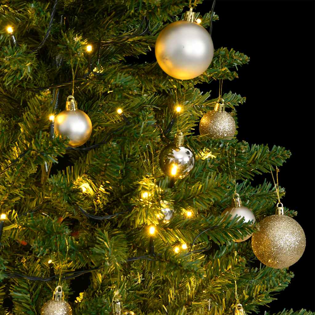vidaXL Artificial Hinged Christmas Tree 150 LEDs & Ball Set 150 cm - Gre