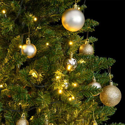 vidaXL Artificial Hinged Christmas Tree 150 LEDs & Ball Set 150 cm - Gre