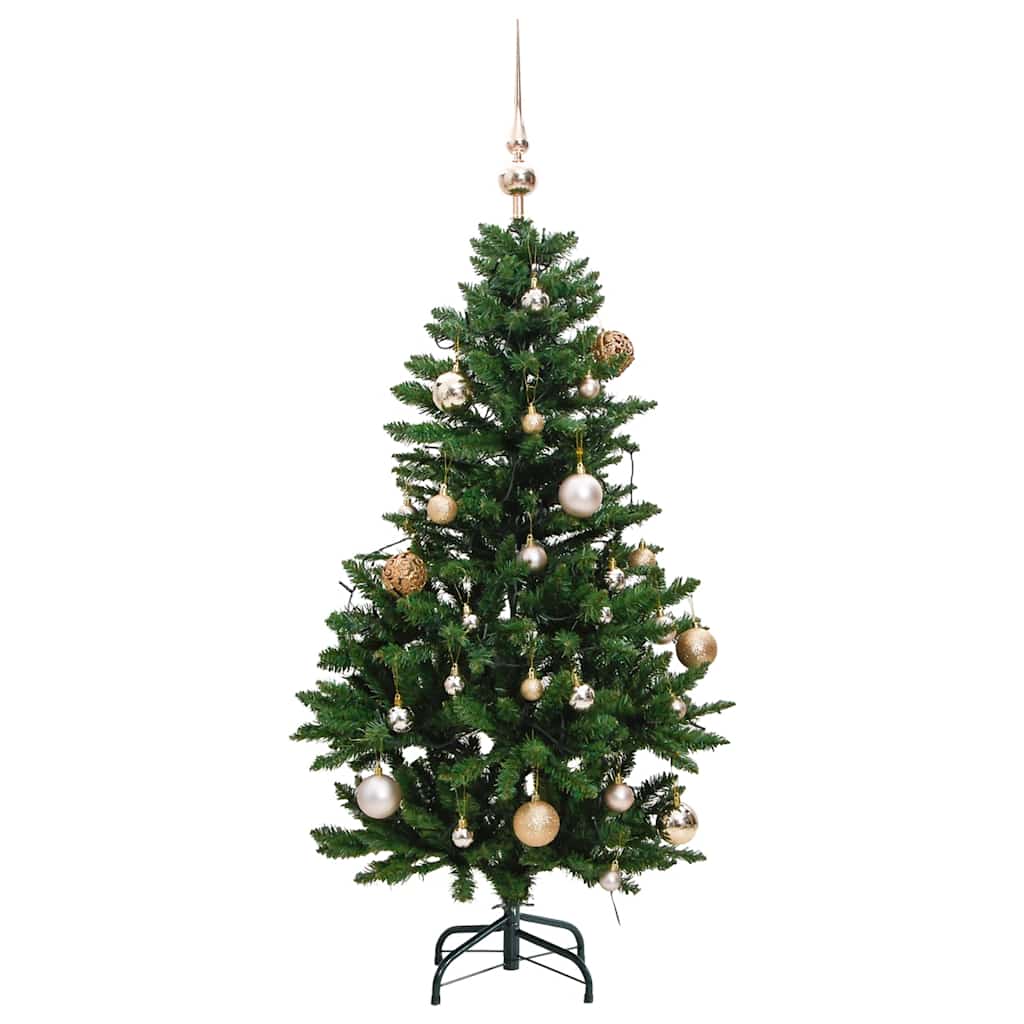 vidaXL Artificial Hinged Christmas Tree 150 LEDs & Ball Set 150 cm - Gre