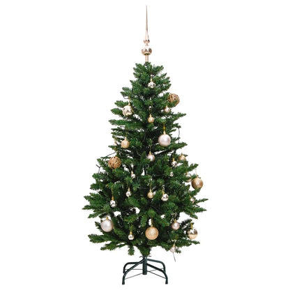 vidaXL Artificial Hinged Christmas Tree 150 LEDs & Ball Set 150 cm - Gre