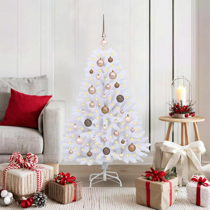 vidaXL Artificial Hinged Christmas Tree LEDs White 68 x 68 x 120 cm