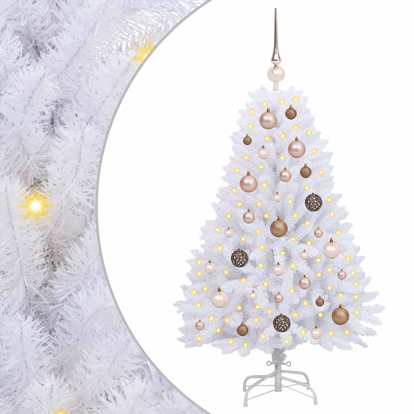 vidaXL Artificial Hinged Christmas Tree LEDs White 68 x 68 x 120 cm