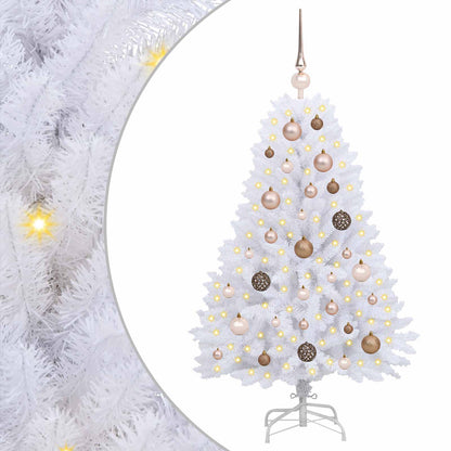 vidaXL Artificial Hinged Christmas Tree LEDs White 68 x 68 x 120 cm