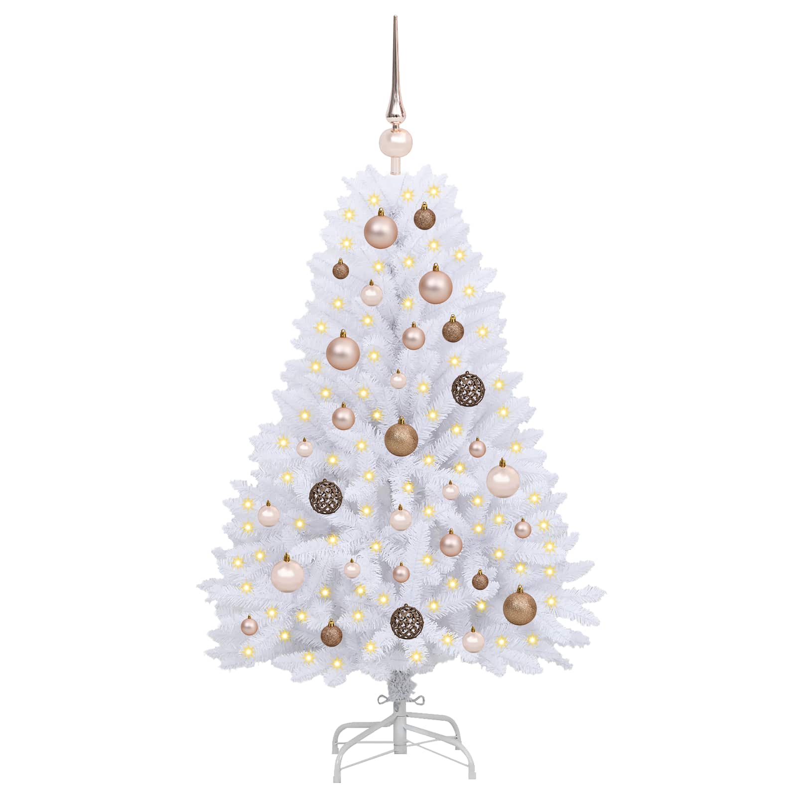 vidaXL Artificial Hinged Christmas Tree LEDs White 68 x 68 x 120 cm