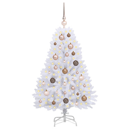 vidaXL Artificial Hinged Christmas Tree LEDs White 68 x 68 x 120 cm