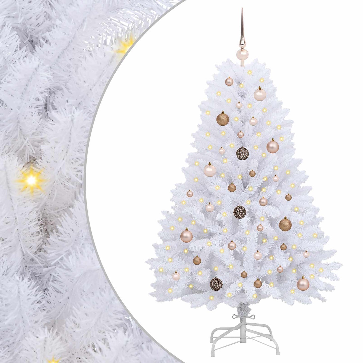 vidaXL Artificial Hinged Christmas Tree LEDs White 80 x 80 x 150 cm
