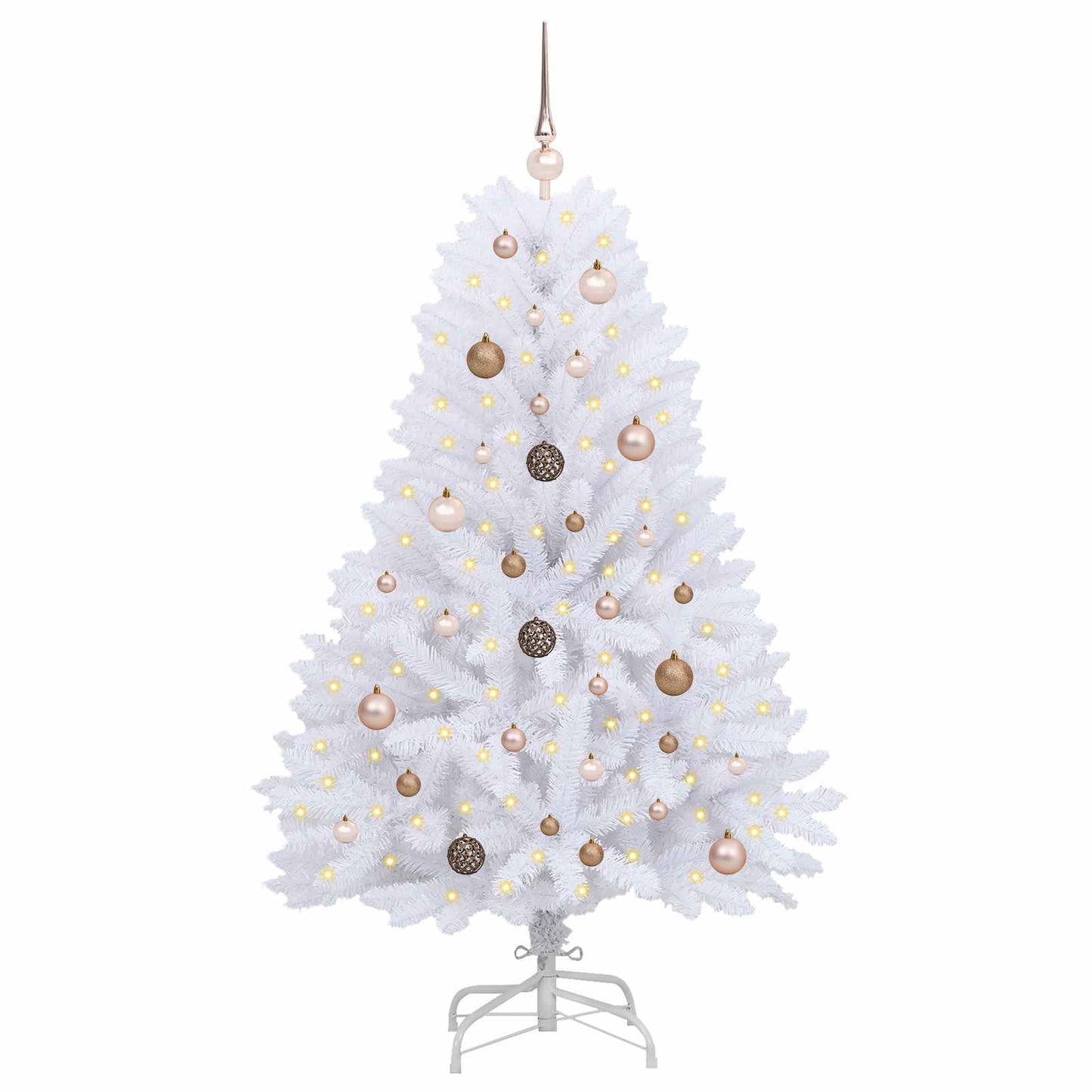 vidaXL Artificial Hinged Christmas Tree LEDs White 80 x 80 x 150 cm