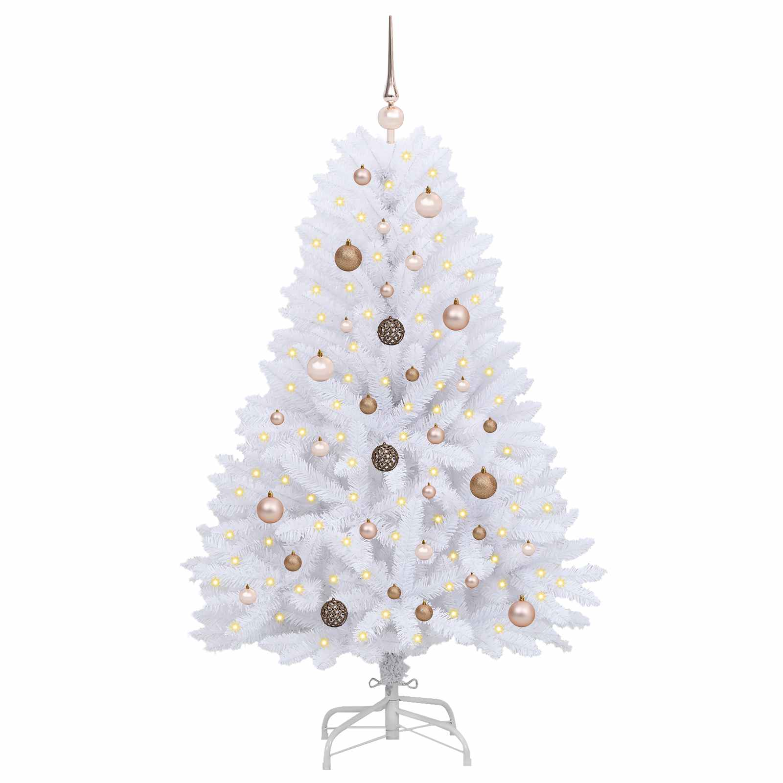 vidaXL Artificial Hinged Christmas Tree LEDs White 80 x 80 x 150 cm