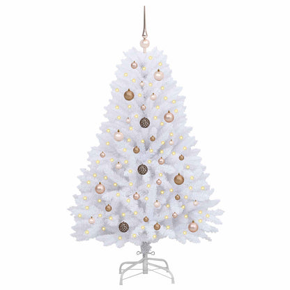vidaXL Artificial Hinged Christmas Tree LEDs White 80 x 80 x 150 cm