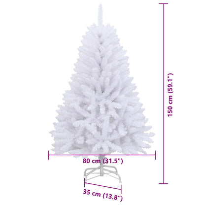 vidaXL Artificial Hinged Christmas Tree LEDs White 80 x 80 x 150 cm