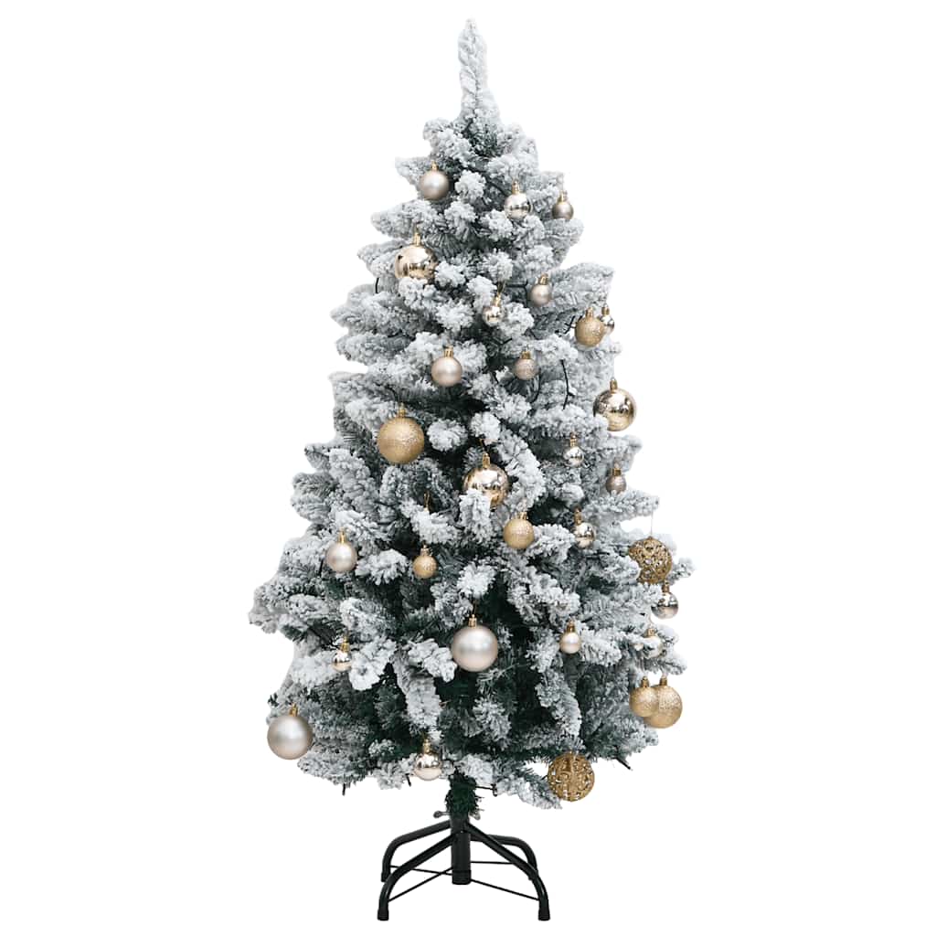 vidaXL Artificial Hinged Christmas Tree 150 LEDs & Ball Set 120 cm - Gre - 133835