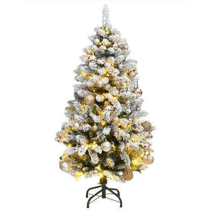 vidaXL Artificial Hinged Christmas Tree 150 LEDs & Ball Set 150 cm - Gre - 133842