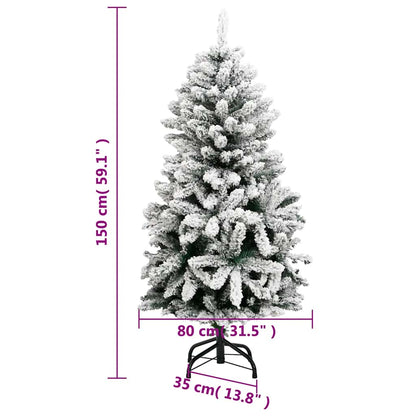 vidaXL Artificial Hinged Christmas Tree 150 LEDs & Ball Set 150 cm - Gre - 133842