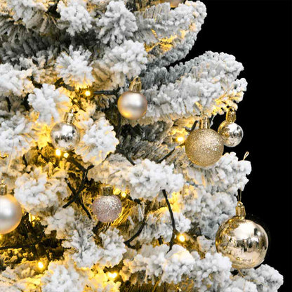 vidaXL Artificial Hinged Christmas Tree 150 LEDs & Ball Set 150 cm - Gre - 133842
