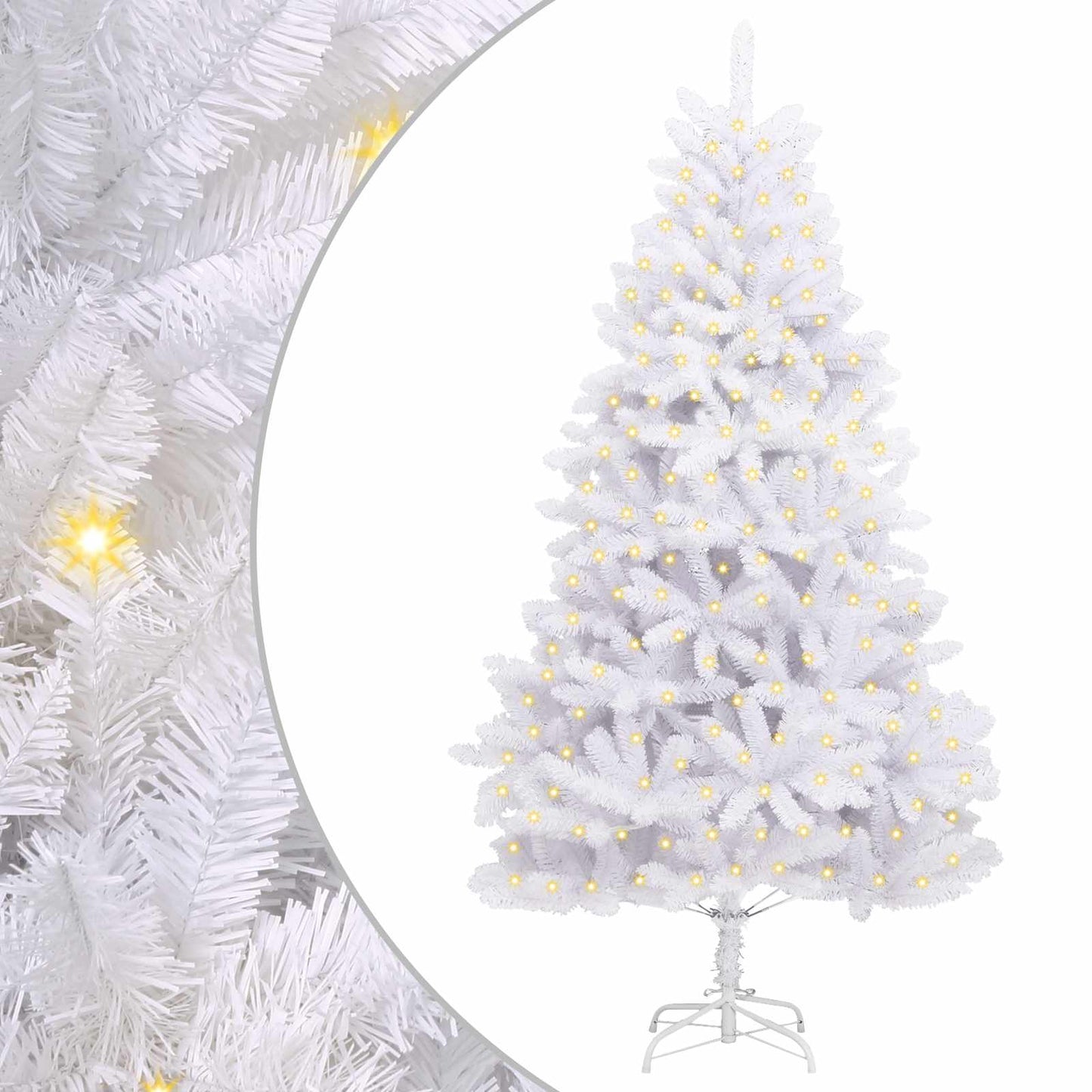 vidaXL Artificial Hinged Christmas Tree White 180 cm PVC and Steel