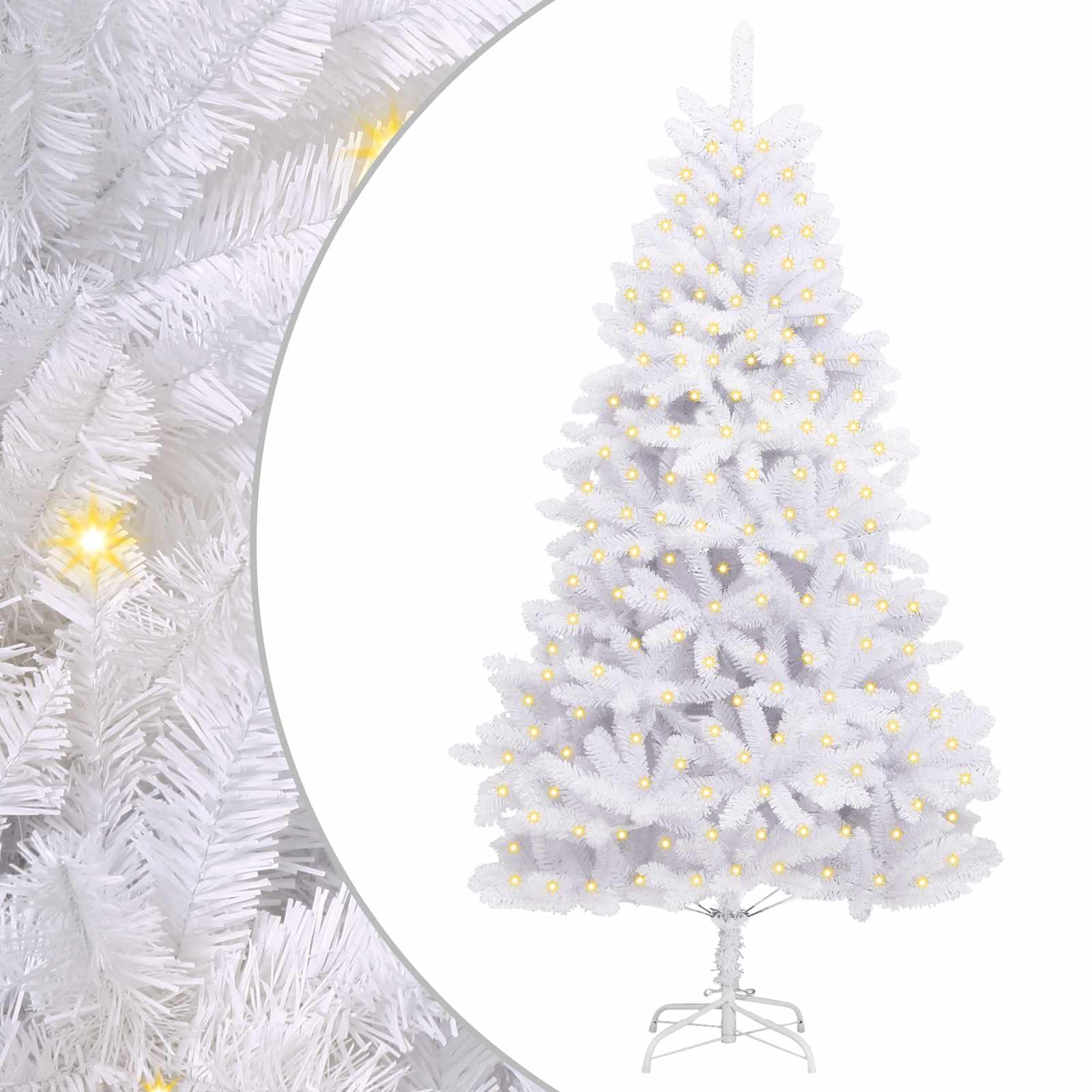vidaXL Artificial Hinged Christmas Tree White 180 cm PVC and Steel