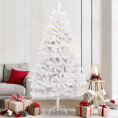 vidaXL Artificial Hinged Christmas Tree White 210 cm PVC and Steel