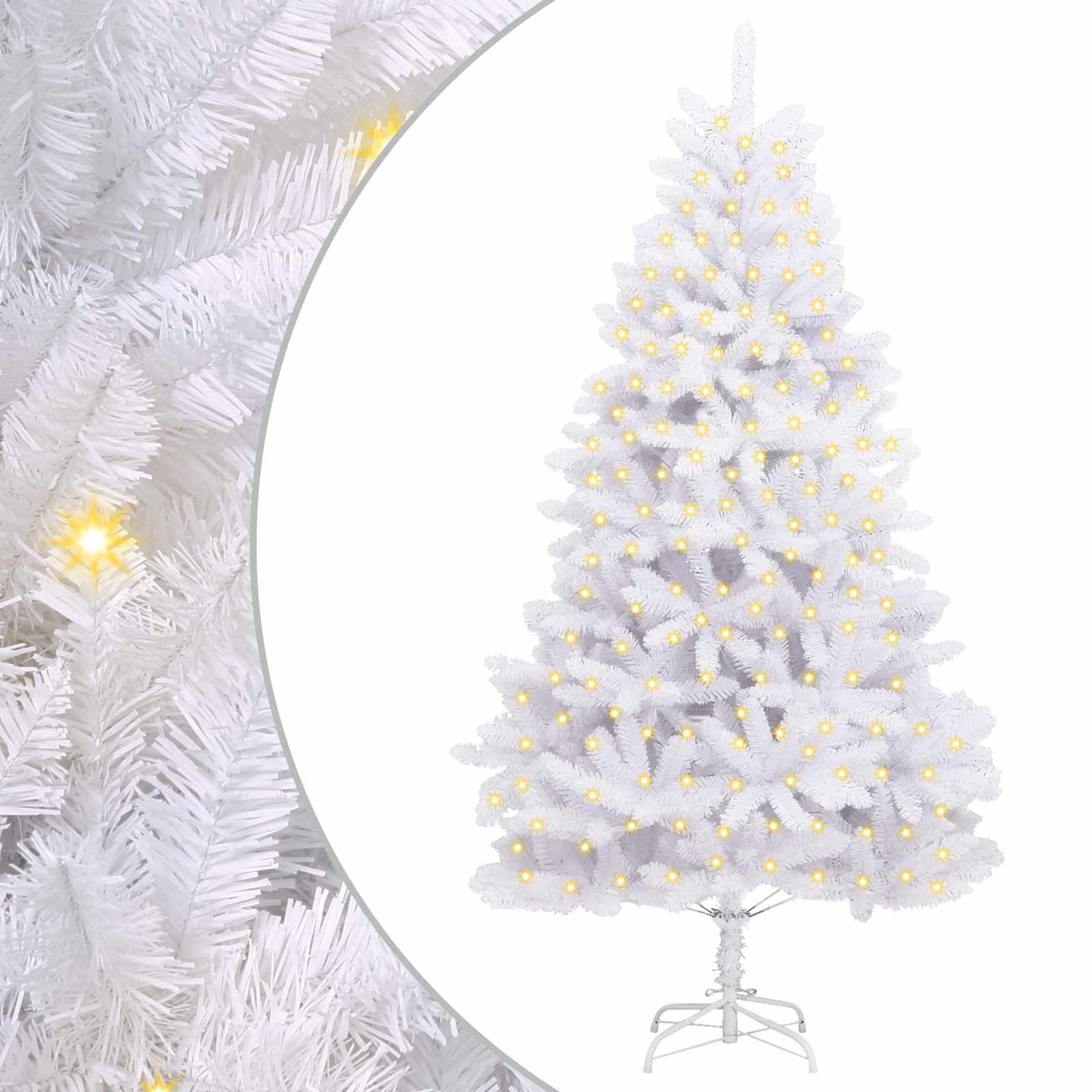 vidaXL Artificial Hinged Christmas Tree White 210 cm PVC and Steel