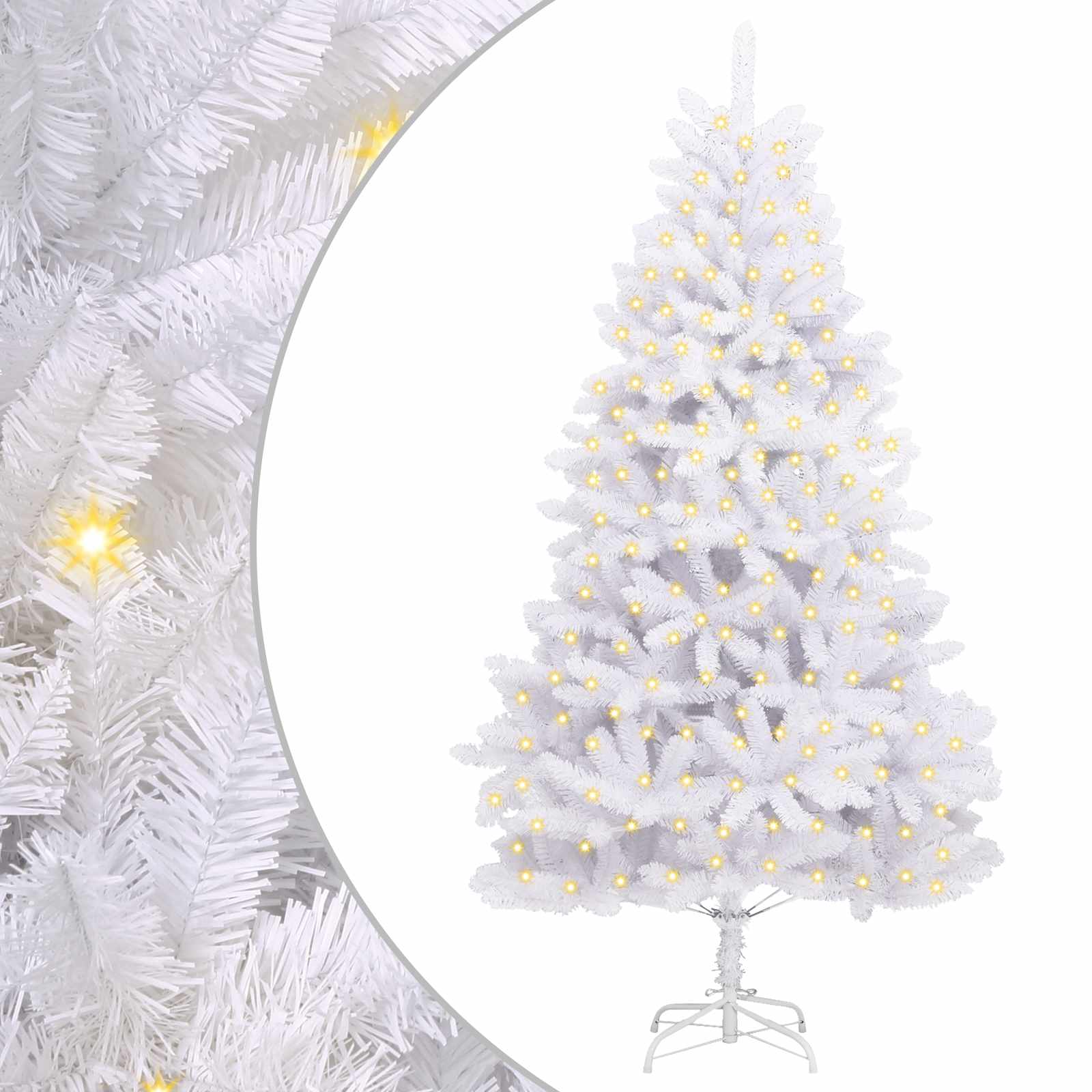 vidaXL Artificial Hinged Christmas Tree White 210 cm PVC and Steel