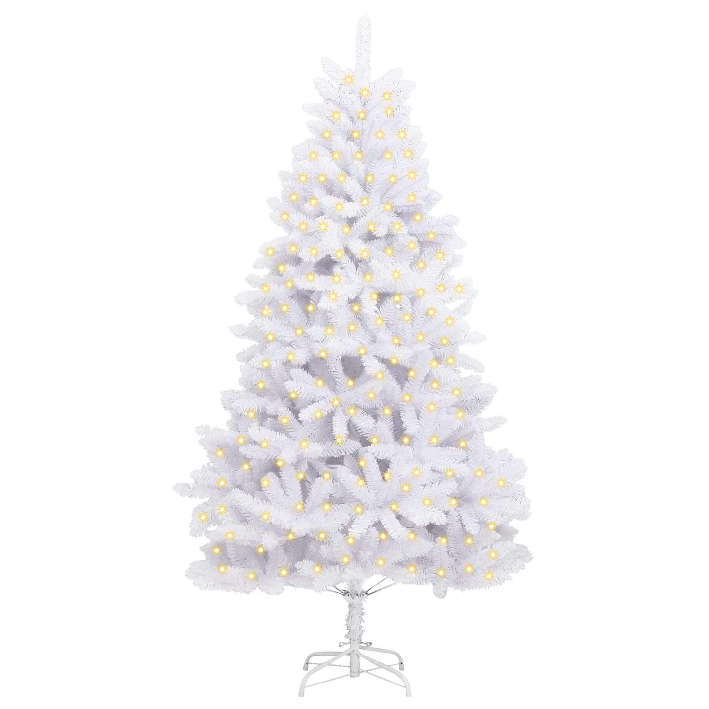 vidaXL Artificial Hinged Christmas Tree White 210 cm PVC and Steel