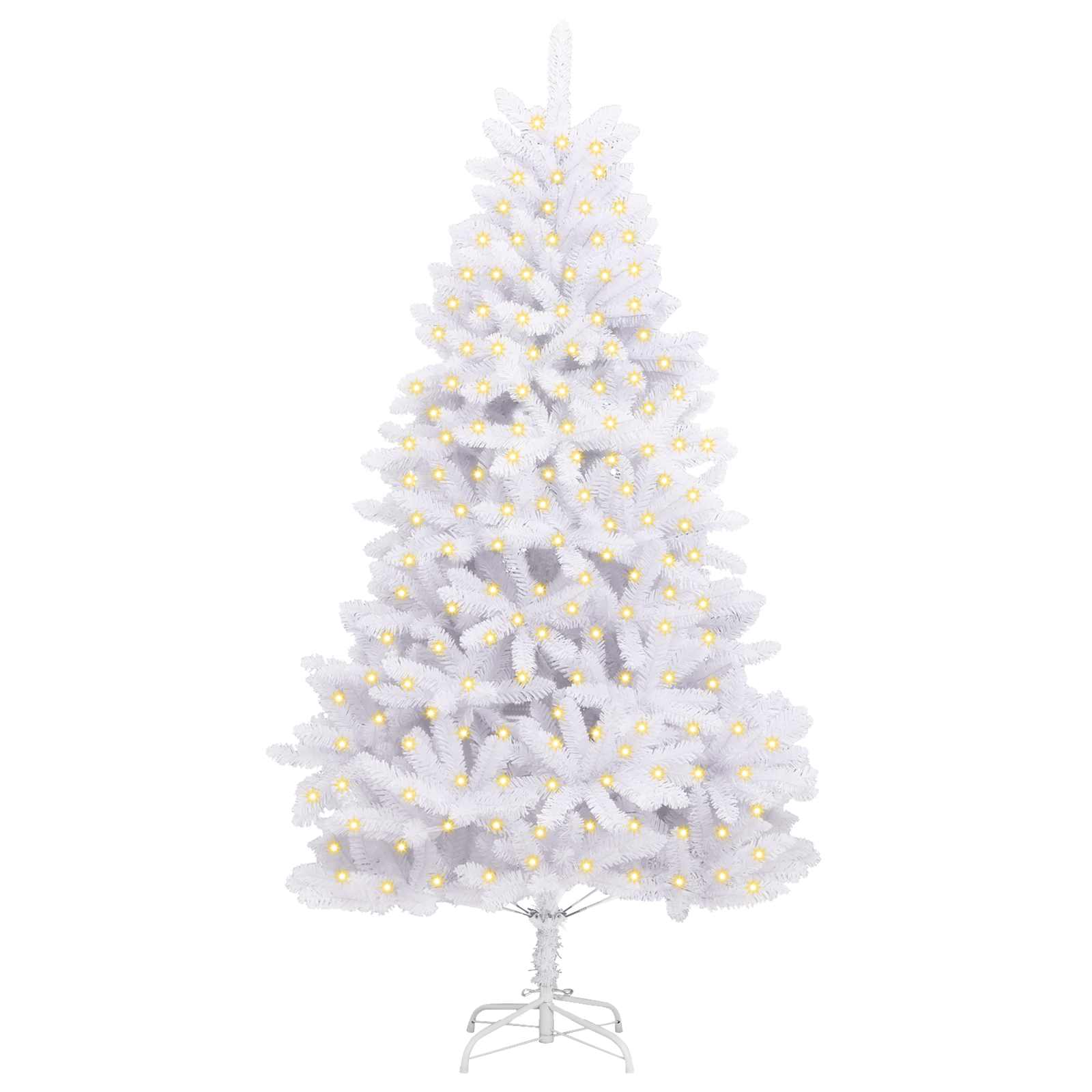 vidaXL Artificial Hinged Christmas Tree White 210 cm PVC and Steel