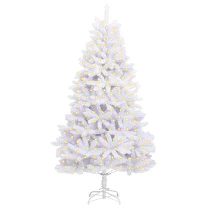 vidaXL Artificial Hinged Christmas Tree White 210 cm PVC and Steel
