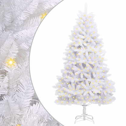 vidaXL Artificial Hinged Christmas Tree White 240 cm PVC and Steel