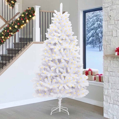 vidaXL Artificial Hinged Christmas Tree White 270 cm PVC and Steel