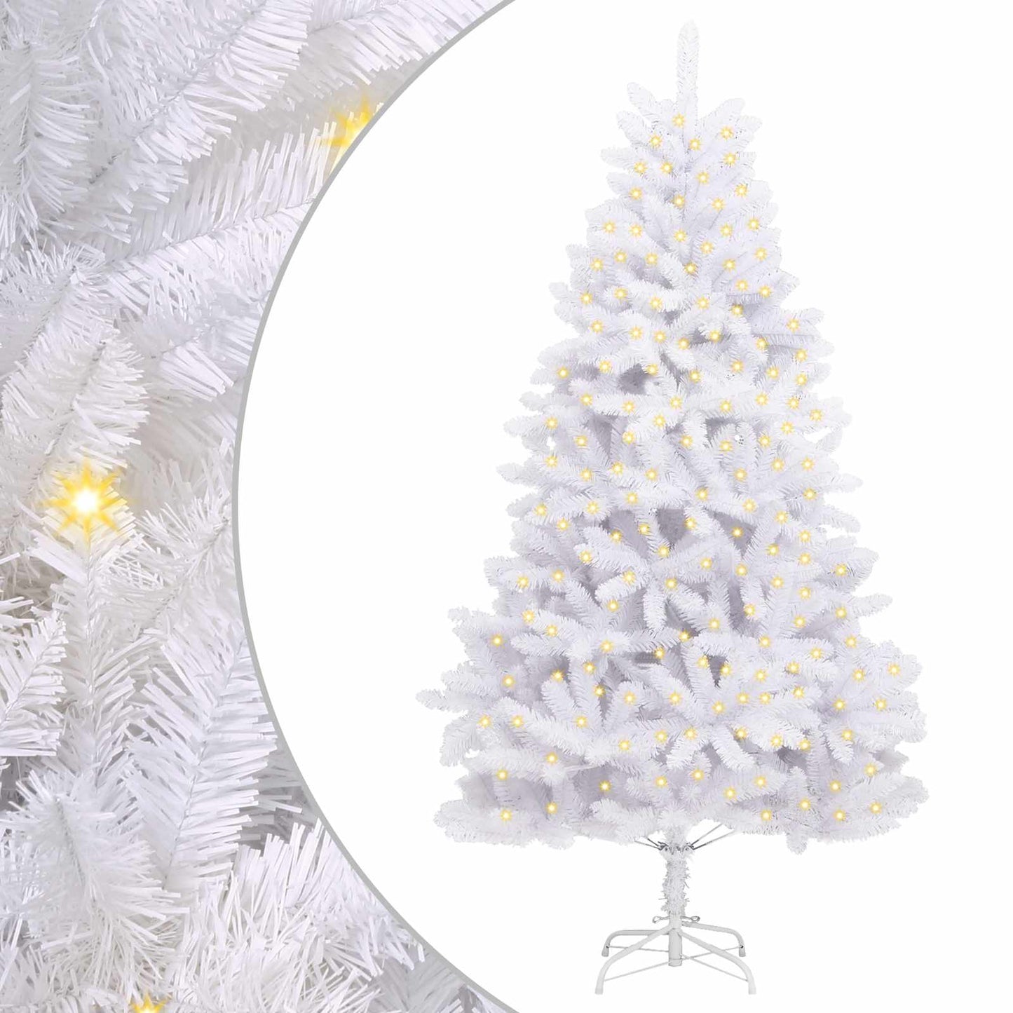 vidaXL Artificial Hinged Christmas Tree White 270 cm PVC and Steel