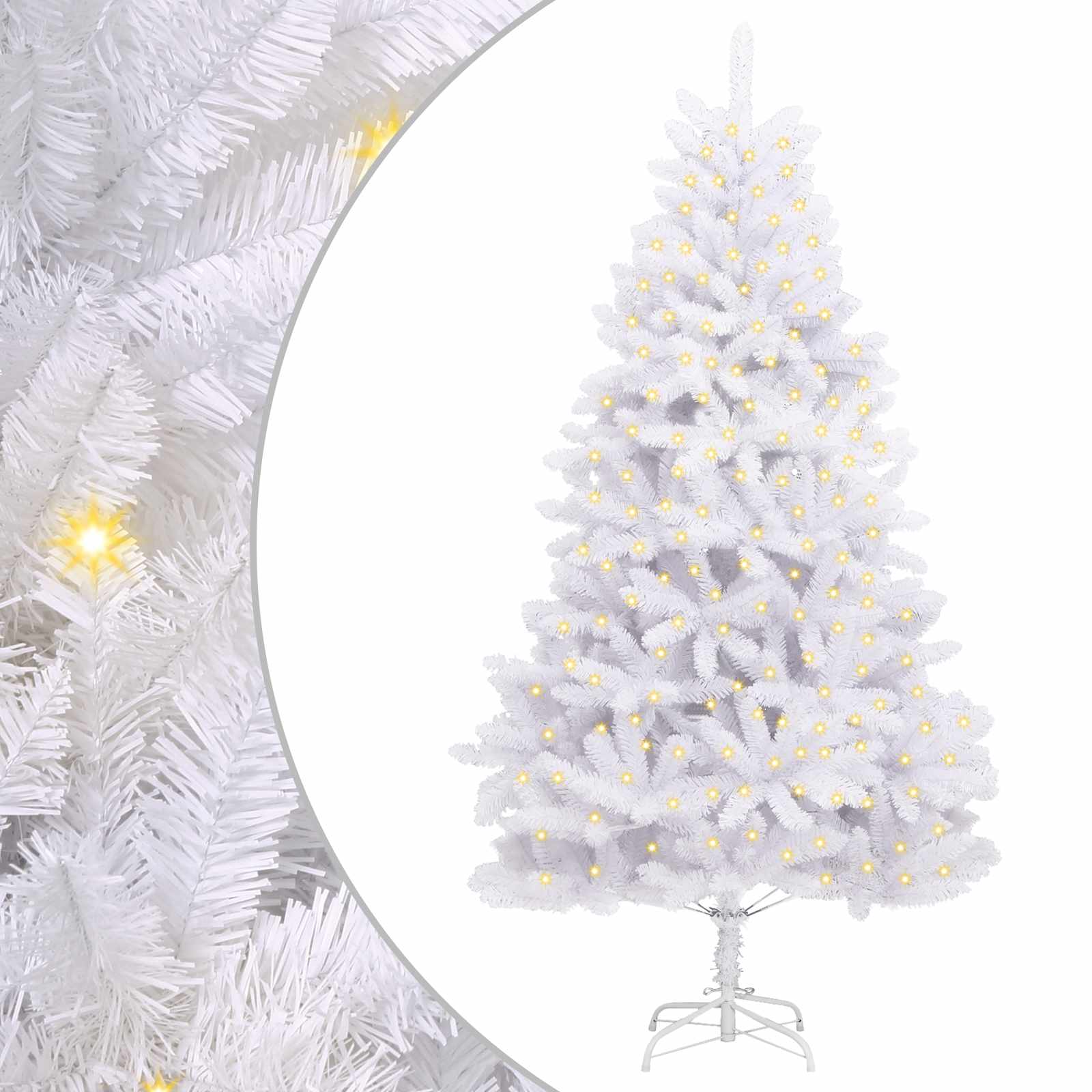 vidaXL Artificial Hinged Christmas Tree White 270 cm PVC and Steel