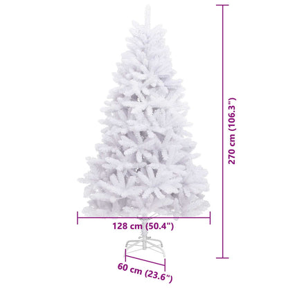 vidaXL Artificial Hinged Christmas Tree White 270 cm PVC and Steel