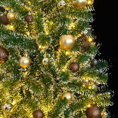 vidaXL Artificial Christmas Tree 300 LEDs&Ball Set&Flocked Snow 240 cm