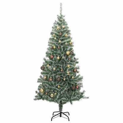 vidaXL Artificial Christmas Tree 300 LEDs&Ball Set&Flocked Snow 240 cm