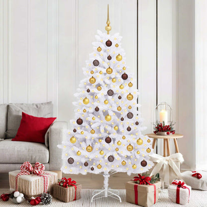 vidaXL Artificial Hinged Christmas Tree LEDs White 90 x 90 x 180 cm