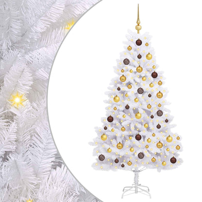 vidaXL Artificial Hinged Christmas Tree LEDs White 90 x 90 x 180 cm