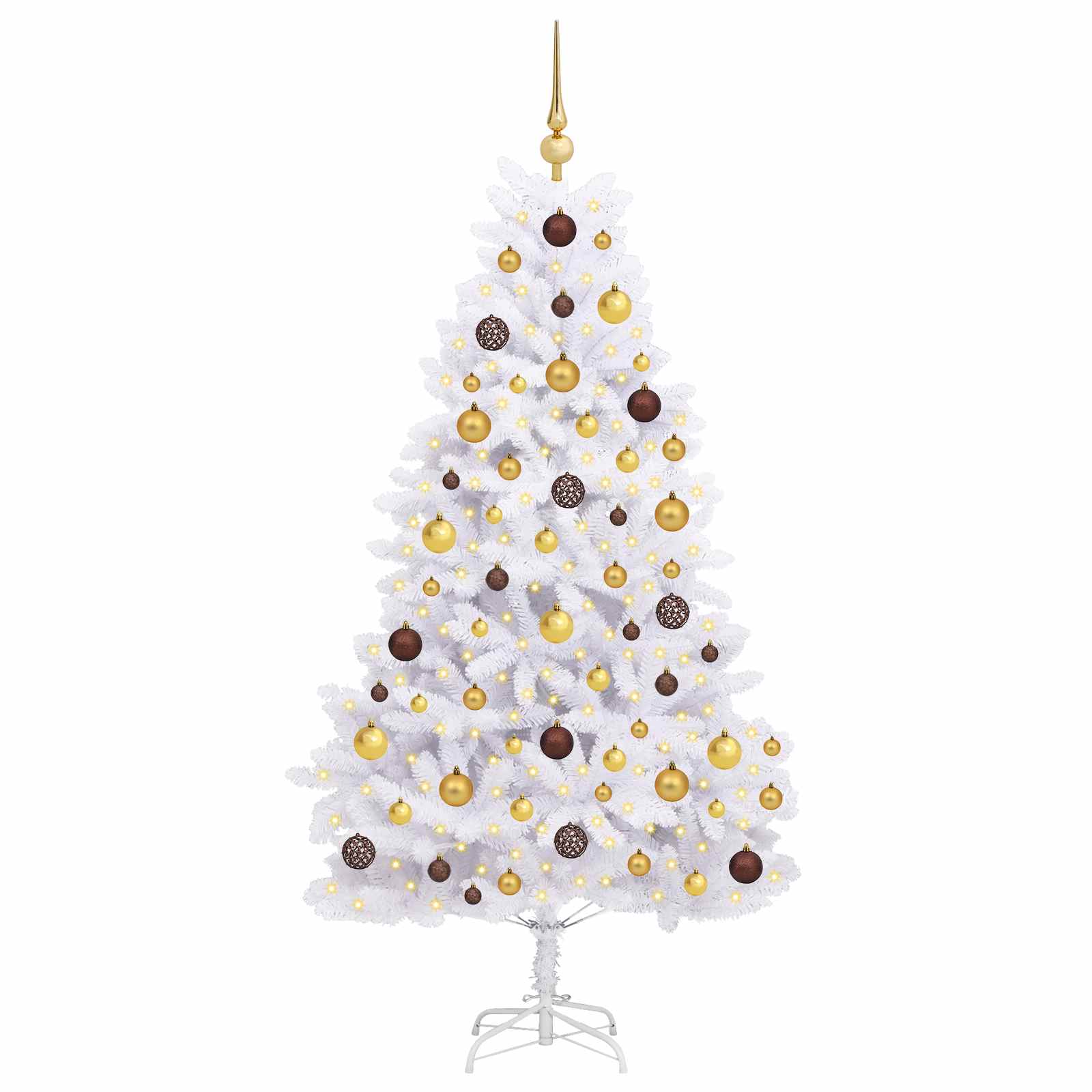 vidaXL Artificial Hinged Christmas Tree LEDs White 90 x 90 x 180 cm