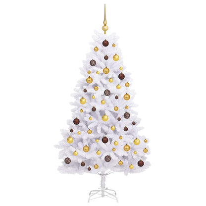 vidaXL Artificial Hinged Christmas Tree LEDs White 90 x 90 x 180 cm