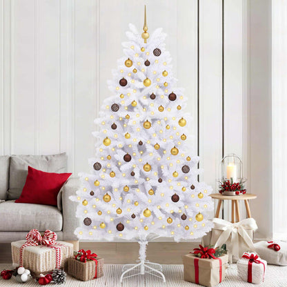 vidaXL Artificial Hinged Christmas Tree LEDs White 106 x 106 x 210 cm