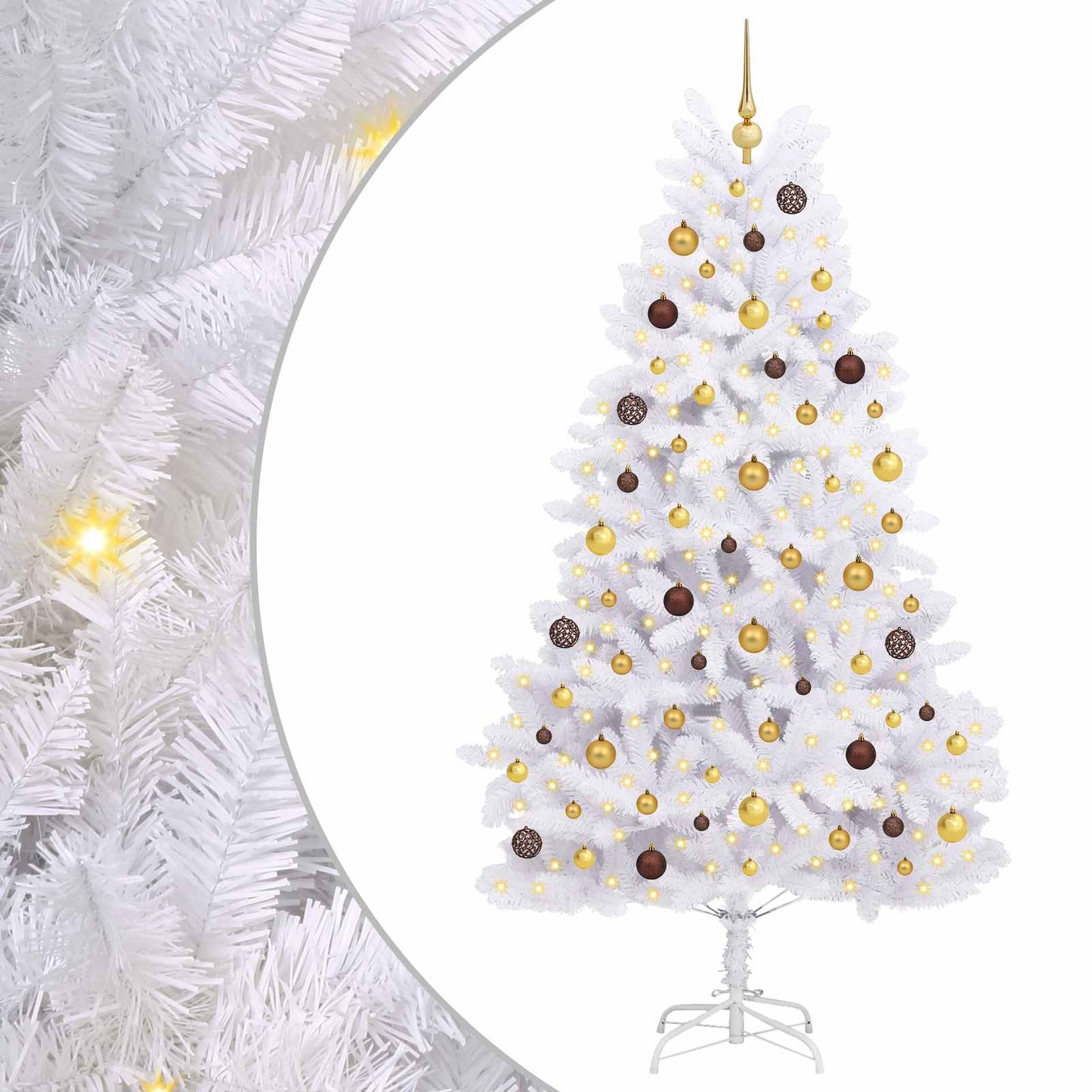 vidaXL Artificial Hinged Christmas Tree LEDs White 106 x 106 x 210 cm