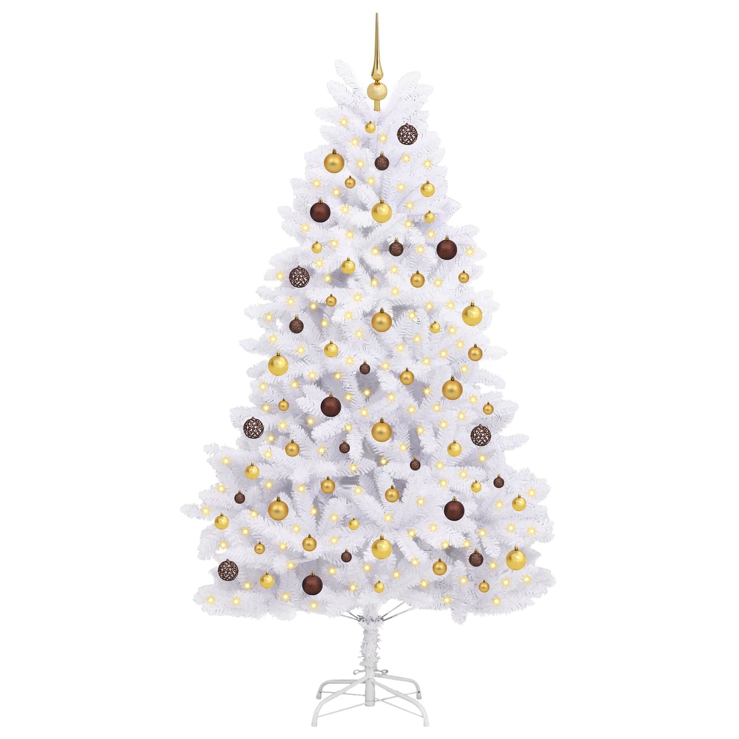 vidaXL Artificial Hinged Christmas Tree LEDs White 106 x 106 x 210 cm