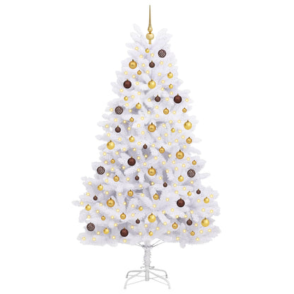 vidaXL Artificial Hinged Christmas Tree LEDs White 106 x 106 x 210 cm