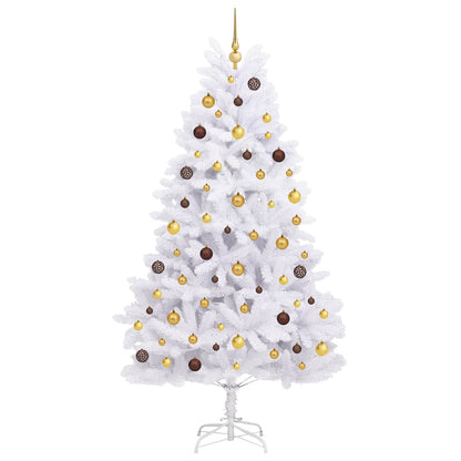 vidaXL Artificial Hinged Christmas Tree LEDs White 106 x 106 x 210 cm