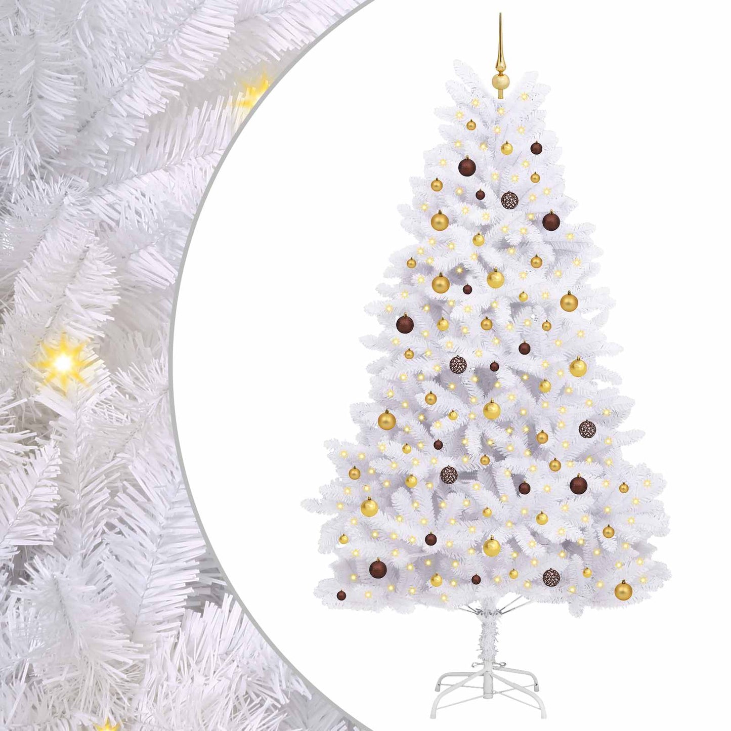 vidaXL Artificial Hinged Christmas Tree LEDs White 120 x 120 x 240 cm