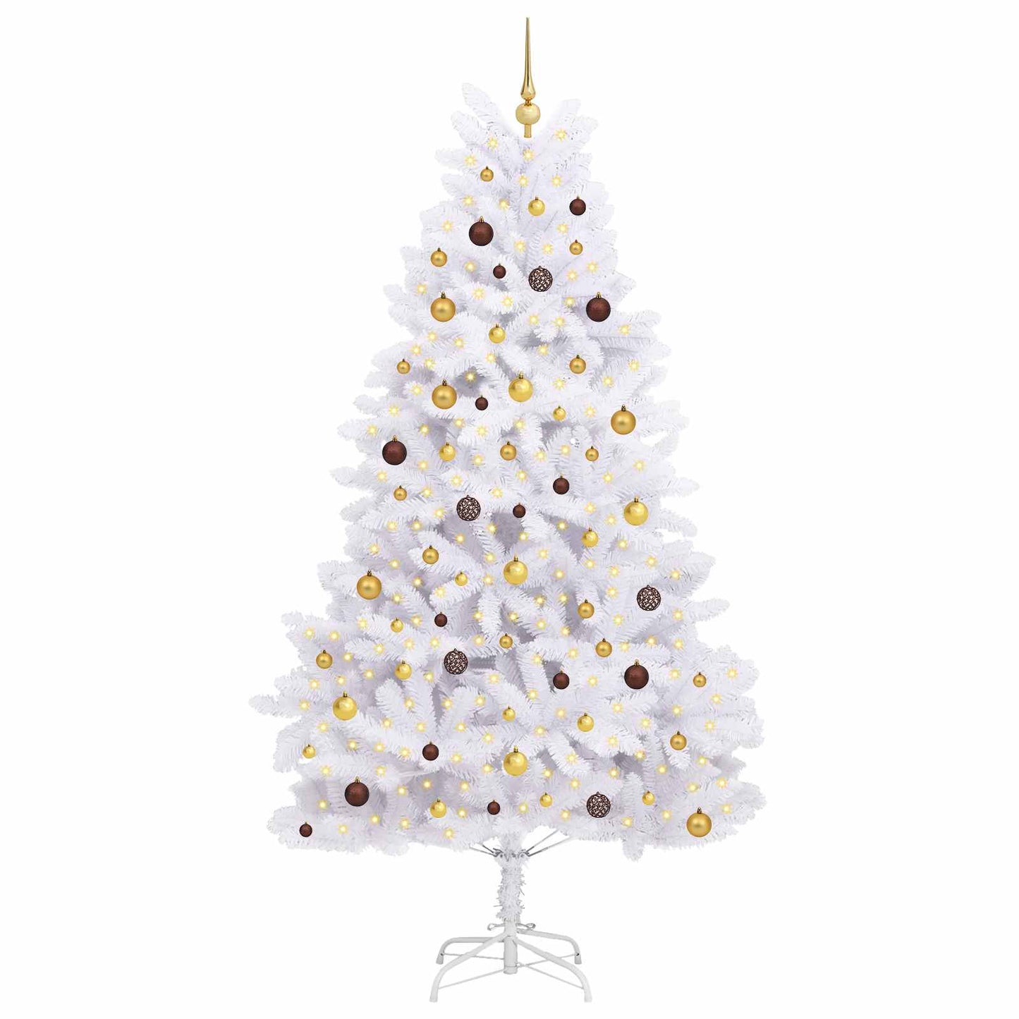 vidaXL Artificial Hinged Christmas Tree LEDs White 120 x 120 x 240 cm