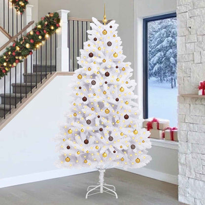 vidaXL Artificial Hinged Christmas Tree LEDs White 128 x 128 x 270 cm