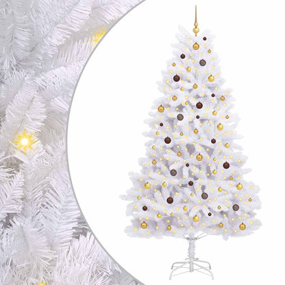 vidaXL Artificial Hinged Christmas Tree LEDs White 128 x 128 x 270 cm