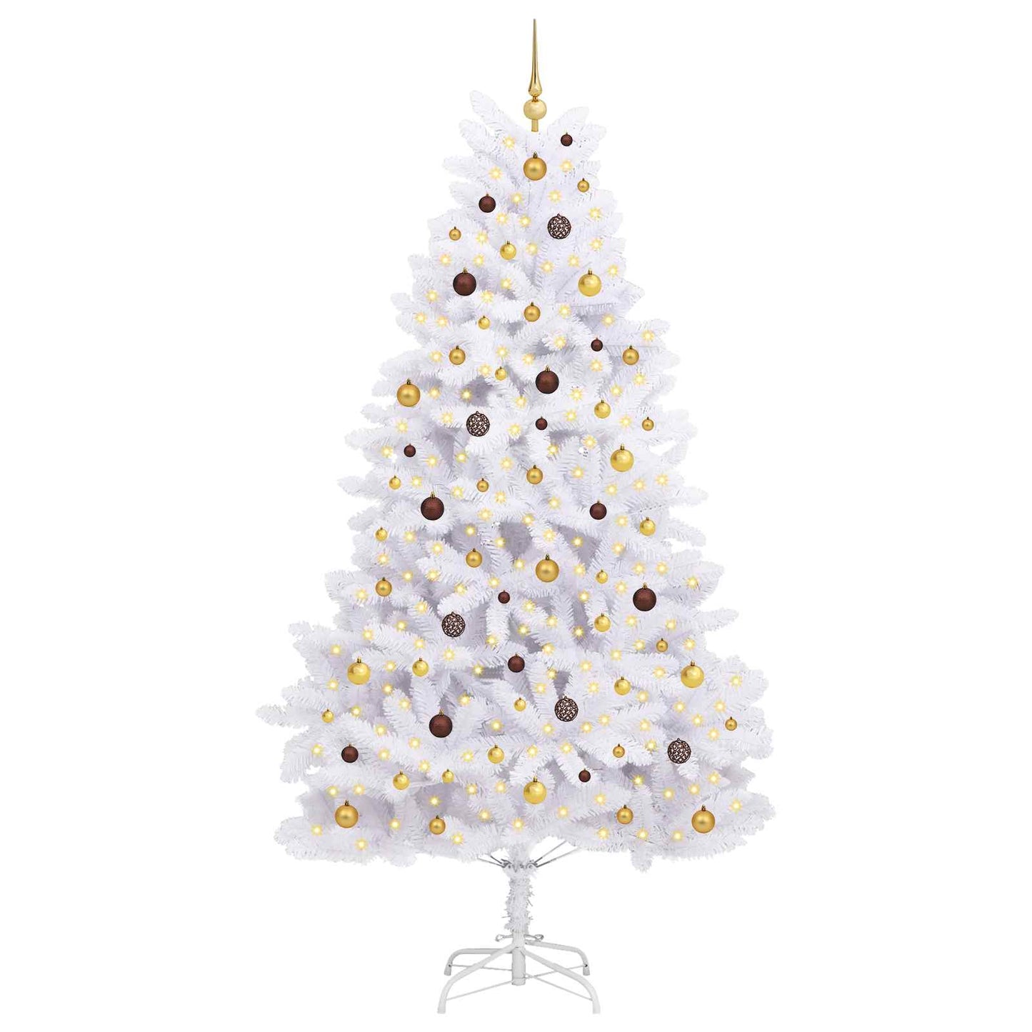 vidaXL Artificial Hinged Christmas Tree LEDs White 128 x 128 x 270 cm