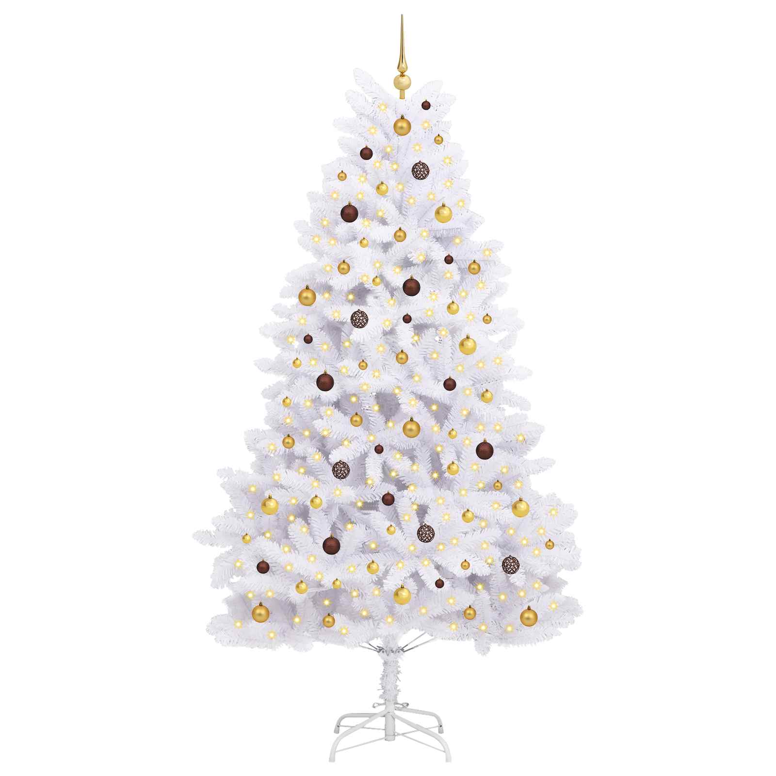 vidaXL Artificial Hinged Christmas Tree LEDs White 128 x 128 x 270 cm